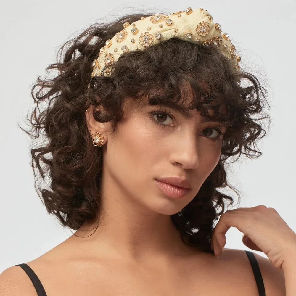 Lele Sadoughi Marigold‎ Crystal Embellished Knot14k gold plated Headband Ivory
